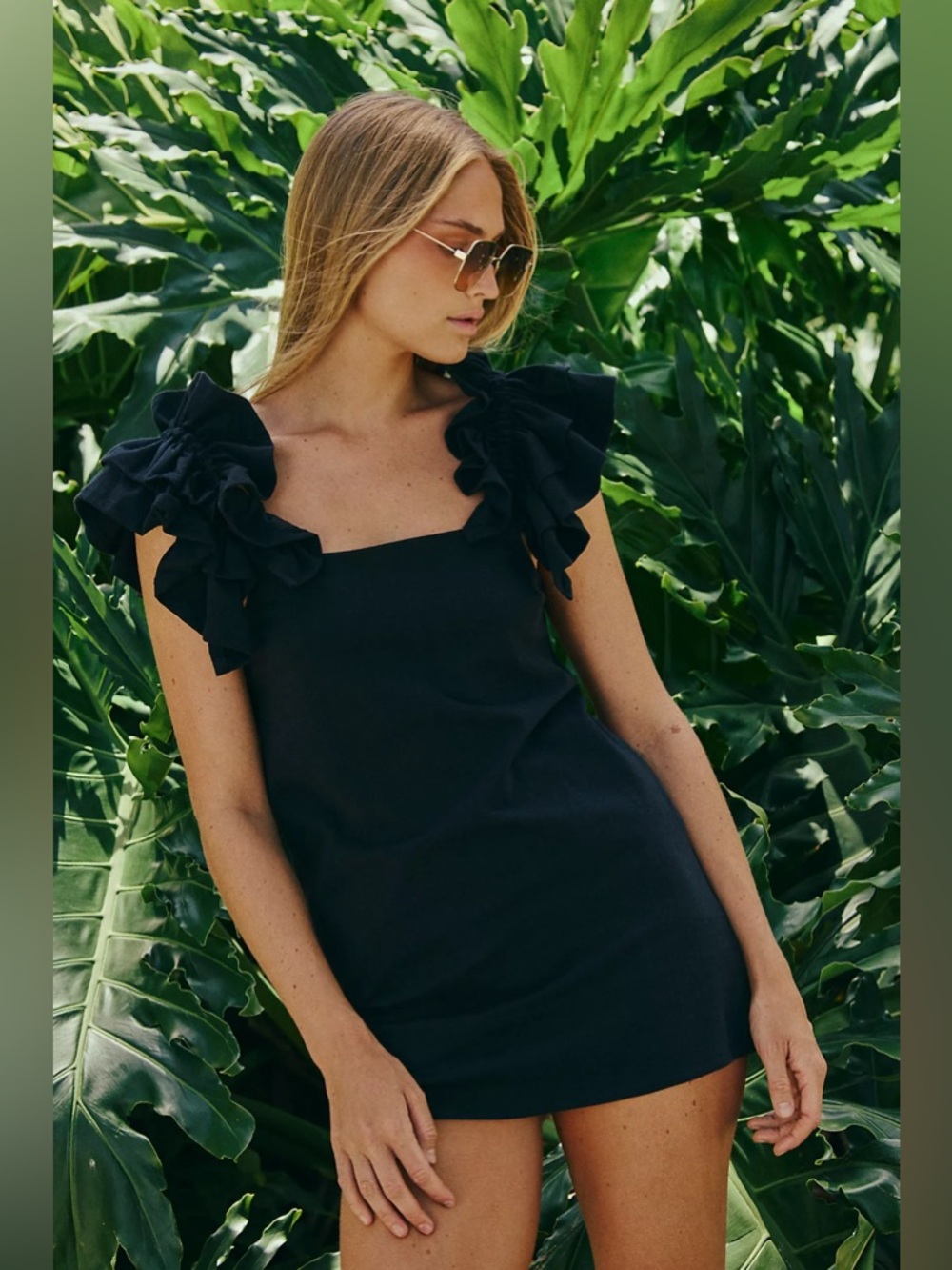 Free People Beach Josie Mini Dress in Black, Size Medium